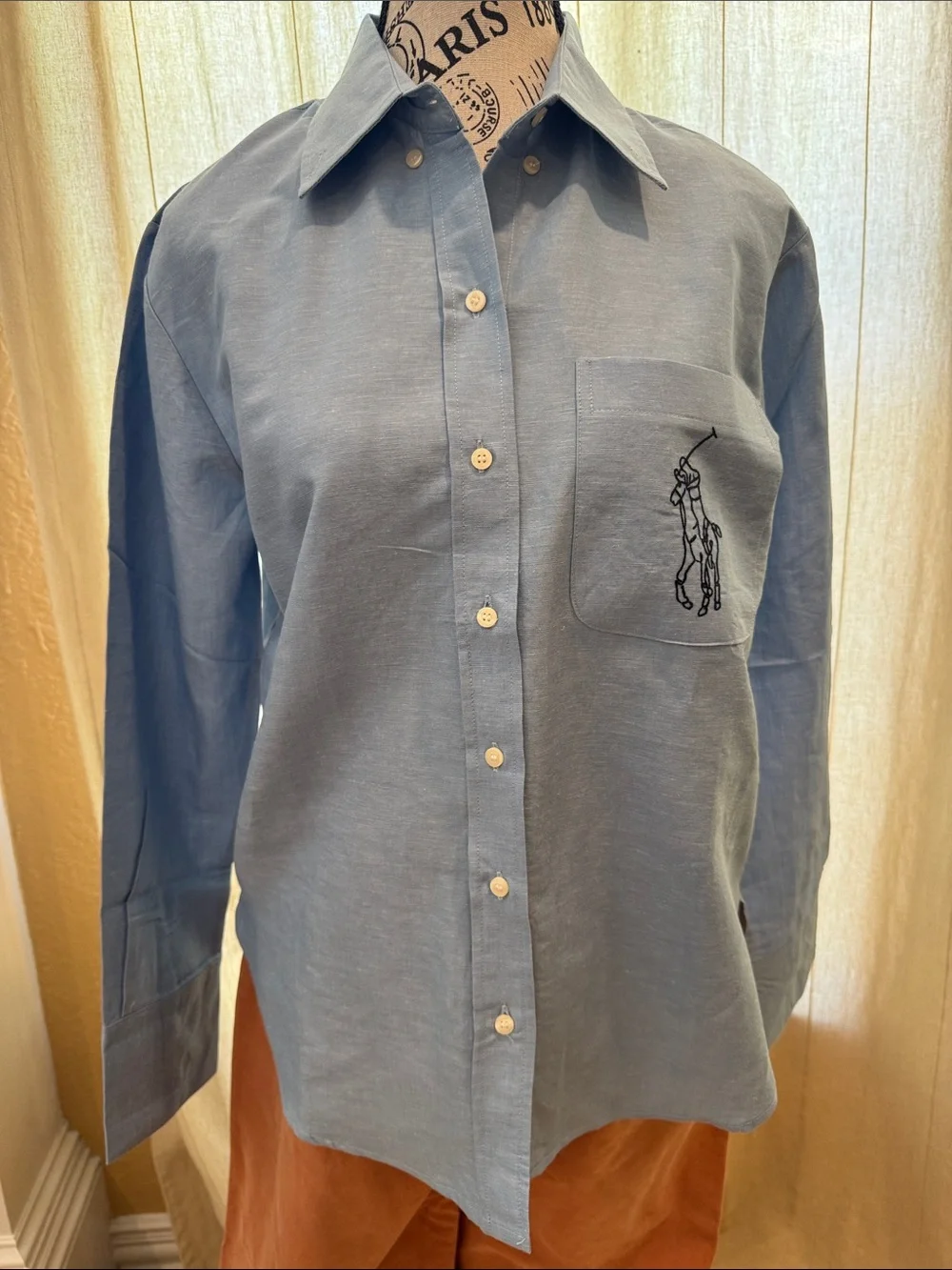 Polo by Ralph Lauren Light Blue Button-Down Shirt with Embroidered Pony Pocket - Picture 2 of 7